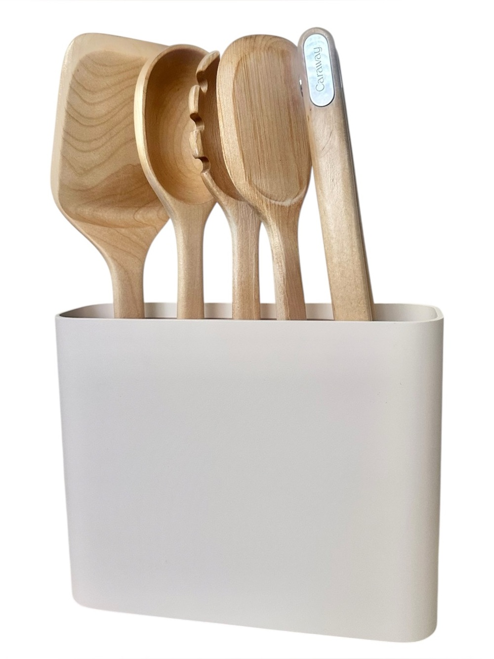 Caraway 5-Piece Birch Wood Utensils Set and Holder